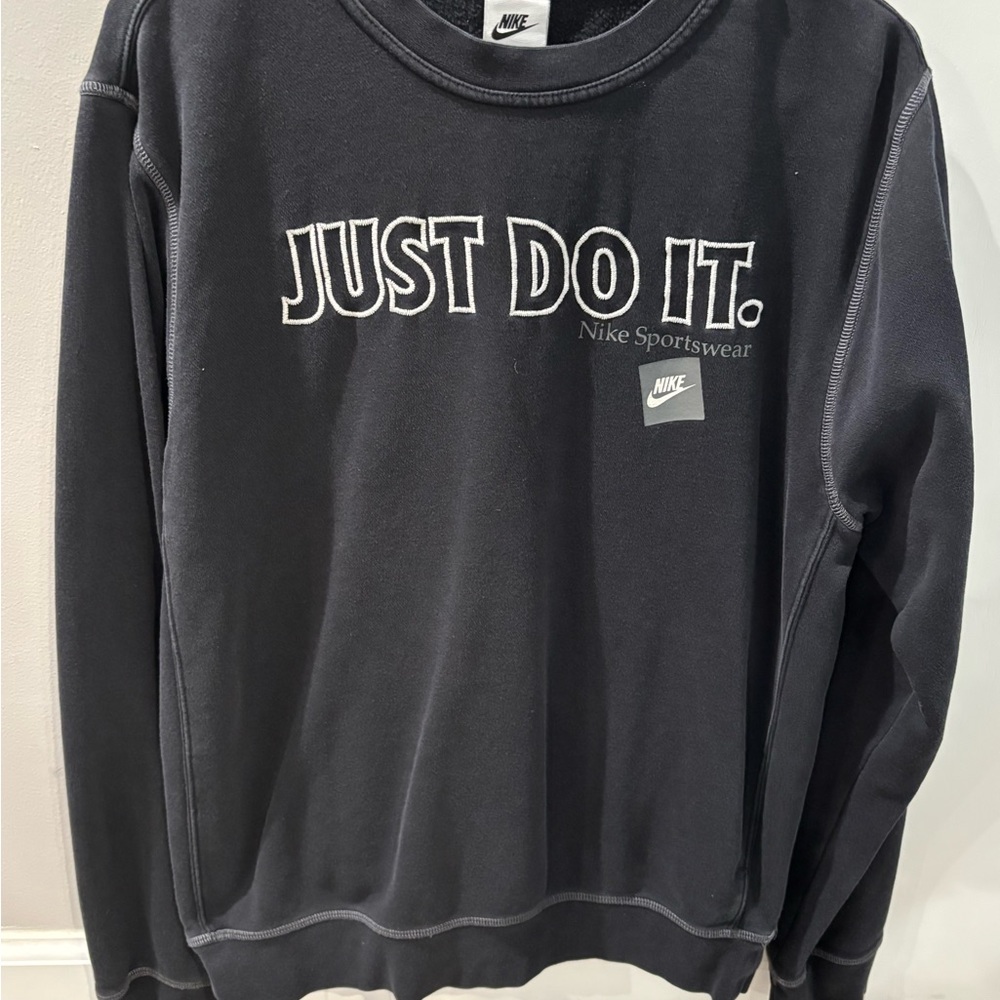 Men's Small Just Do It Fleece Crewneck Sweatshirt - Black